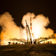 The Soyuz MS-08 rocket launched with Expedition 55 Soyuz Commander Oleg Artemyev of Roscosmos and astronauts Ricky Arnold and Drew Feustel of NASA, Wednesday, March 21, 2018, from the Baikonur Cosmodrome in Kazakhstan for a five-month stay aboard the International Space Station. The trio will orbit Earth for approximately two days before docking to the space station’s Rassvet module at 3:41 p.m. Friday, March 23. (NASA)